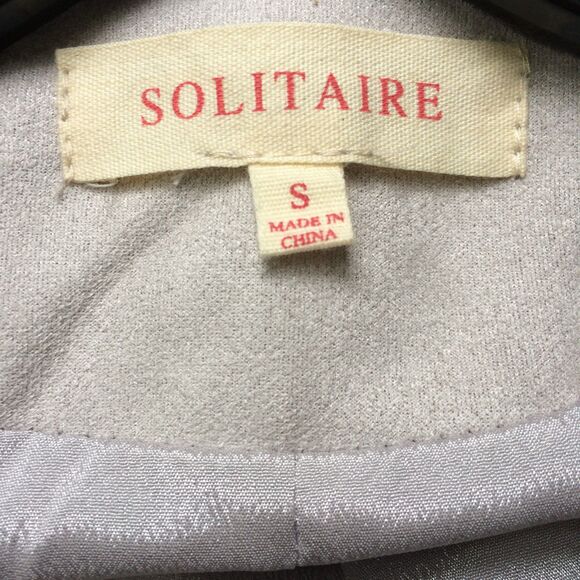 Solitaire Faux Suede Moto Jacket Gray Zip Front Size Small 2 Pockets Soft - Picture 3 of 4